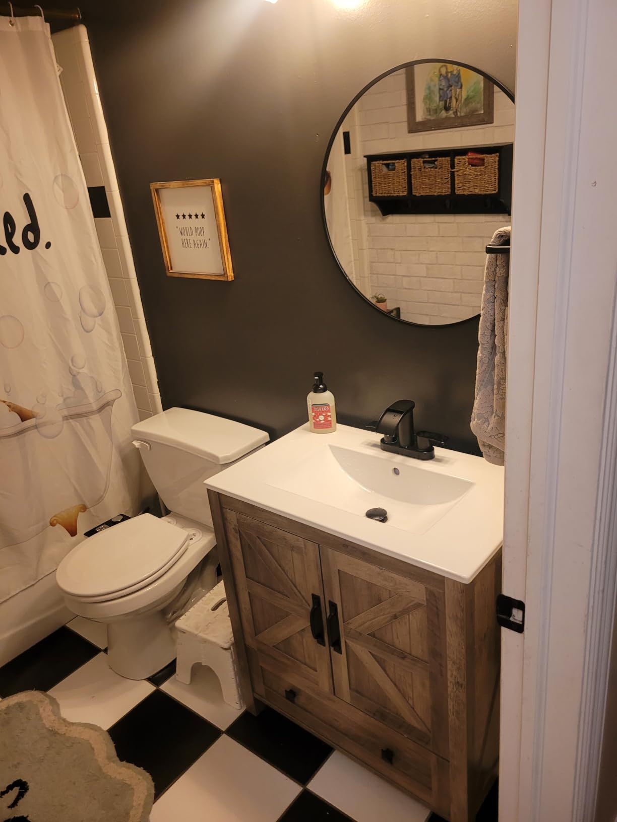 YITAHOME 30 Inch Farmhouse Bathroom Vanity with Sink, Small Space Bathroom Storage Cabinet with Large Drawer, 2 Wood Barn Doors with Built-in Door Racks customer photo 1