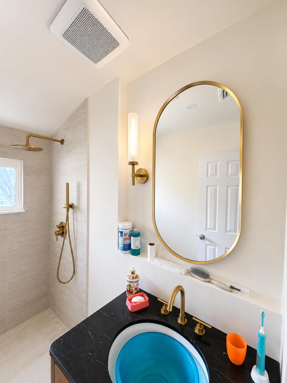 20'' Knurled Brass Bathroom Wall Sconces Set of 2,Premium Frosted Glass Tube Hardwired Vanity Lights, Modern Handmade Wall Lighting for Mirror, Bedroom, Hallway &Living Room,Staircases customer photo 1