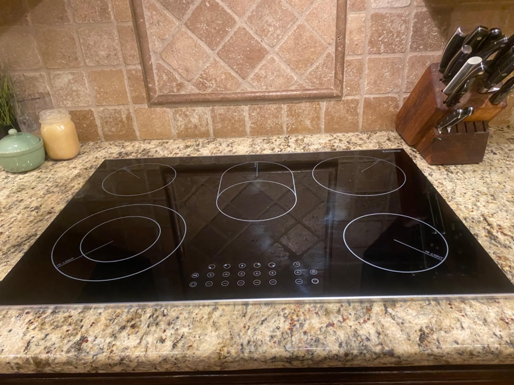 Karinear 30 Inch Electric Cooktop 5 Burner Drop-in Radiant Stovetop, Glass-Protected Metal Frame, Child Lock, Timer, 8400W customer photo 1