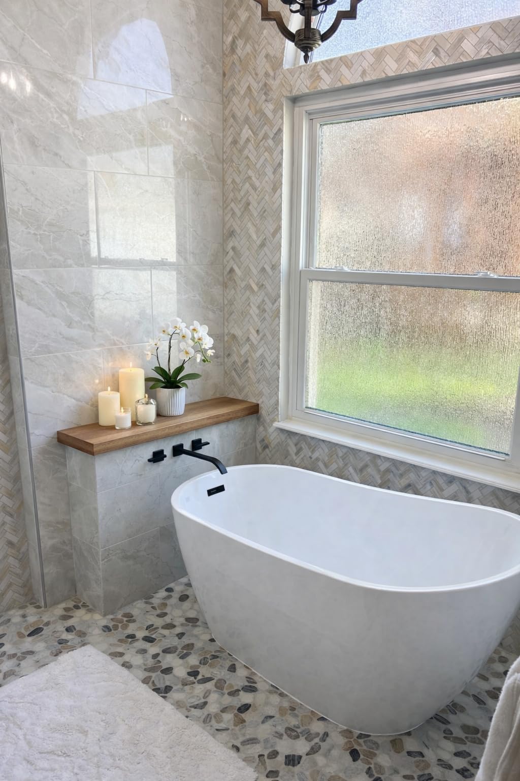 Wall Mount Tub Filler AUU Brushed Gold Bathtub Faucet Long Spout Reach, 2 Level Handles Wall Mount Tub Faucet with Brass Rough in Valve Included customer photo 1