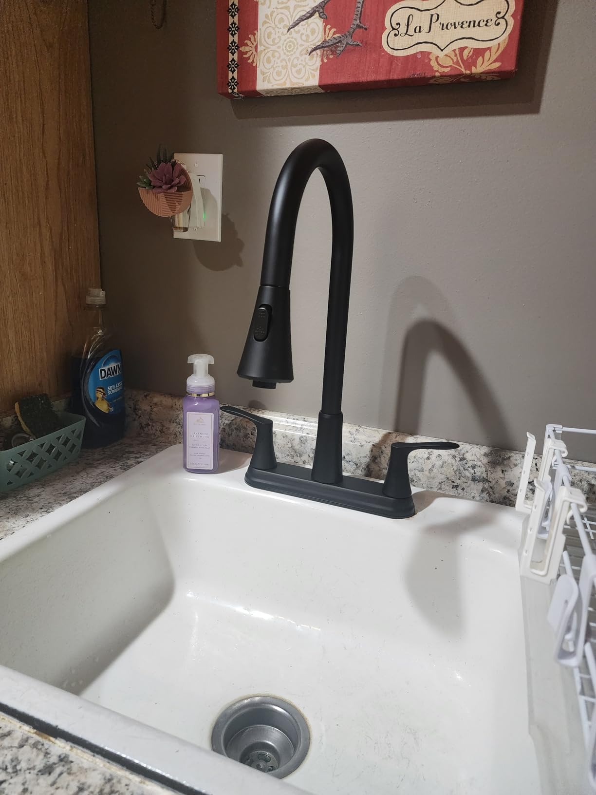 HOMELODY 2 Handles Kitchen Faucet with Pull Down Sprayer for 3 Hole Sink, 8 inch 360° Rotating Spout Centerset Kitchen Sink Faucet with Water Lines Brushed Nickel customer photo 1