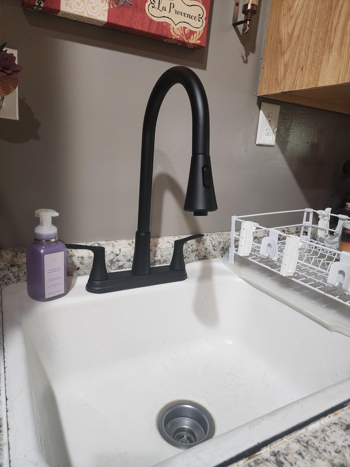 HOMELODY 2 Handles Kitchen Faucet with Pull Down Sprayer for 3 Hole Sink, 8 inch 360° Rotating Spout Centerset Kitchen Sink Faucet with Water Lines Brushed Nickel customer photo 2
